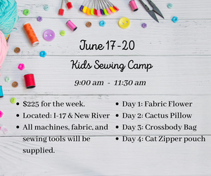Sewing Camp June 17 - 20